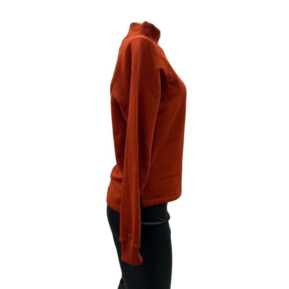 Champion Womens Mock Neck Logo Long Sleeve Split Hem Pullover Sweatshirt Red XS - Picture 4 of 9